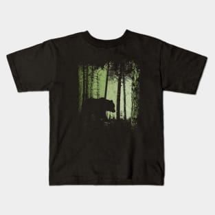 Twilight Forest Outdoor Romantic Grizzly Bear Silhouette Kids T-Shirt